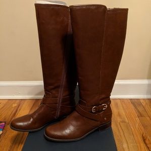 Brown knee high boots